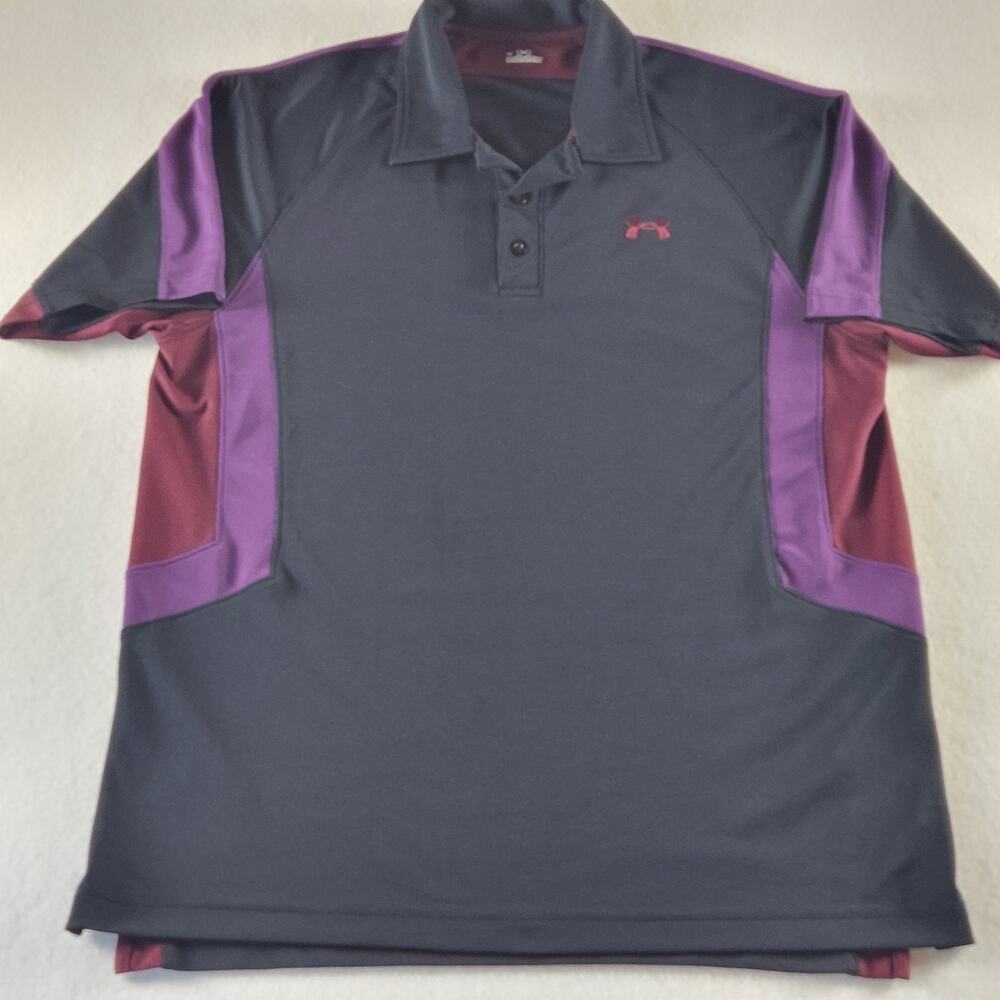Under Armour Short Sleeve Color Block Polo Men's L Blk, Maroon, Purple